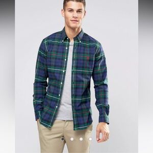 Polo Ralph Lauren Button Up Long Sleeve Oxford Shirt in Blue/Green/Red Plaid